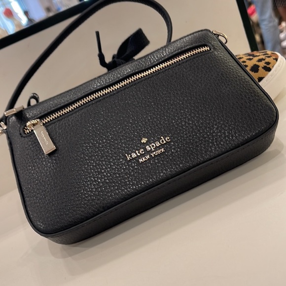 Kate Spade Leila Pebble Leather Convertible Wristlet Wallet Clutch Black - Picture 3 of 16